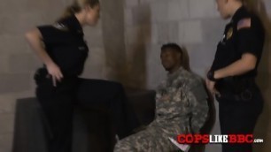 Military Dude Gets Fucked By Two Horny Cops After Arresting Him At The Hood When They Were Searching