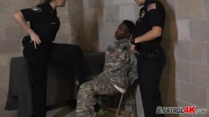 Horny Cops Arrest A Military Dude For Having A Big Black Cock Hiding Inside His Pants And Ready