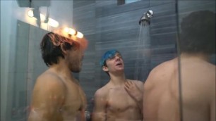 Three Guys Enjoy Bath and Shower Together!