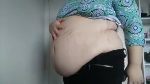 310 Pound SSBBW Belly Spilling out of Pants Belly Play