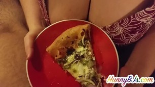 Cumslut Hunny wants a Creamy Topping on her Pizza