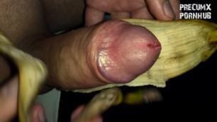 Masturbating with Banana Peel and Cumming on it