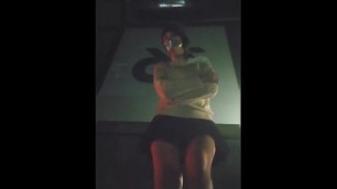 Tape Gagged in Public 1 - Bus Stop Upskirt (wind Lifts Skirt @2:10)