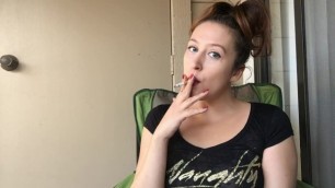 Sexy Naughty Goddess T Smoking outside in Hot Tight little Black T-Shirt