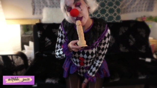 Shy Clown Slut Sucks and Fucks Dildo PREVIEW