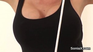 Unfaithful english milf lady sonia reveals her giant tits