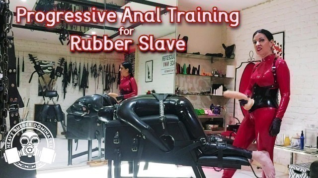 Progressive Anal Training for Rubber Slave - Lady Bellatrix with her Strap-on in Catsuit (teaser)